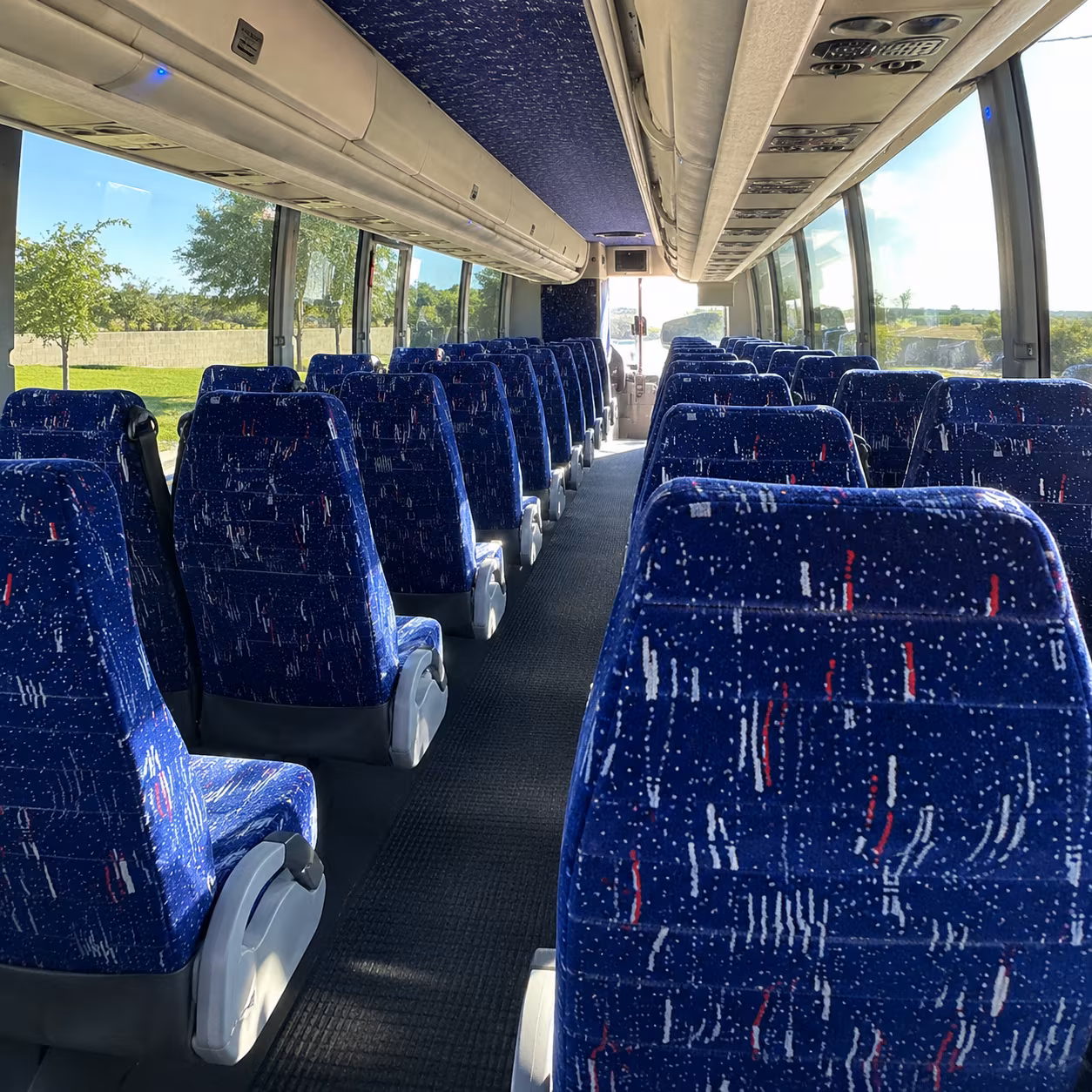 abilene 56 passenger charter bus inside